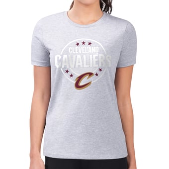 Women's G-III 4Her by Carl Banks Gray Cleveland Cavaliers Super-Slim Lightweight Pinstripe Circle Graphic T-Shirt