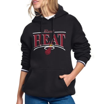 Women's Starter Black Miami Heat Arch Stripe Fleece Hoodie