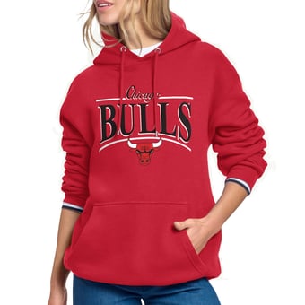 Women's Starter Red Chicago Bulls Arch Stripe Fleece Hoodie