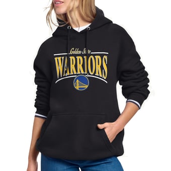Women's Starter Black Golden State Warriors Arch Stripe Fleece Hoodie