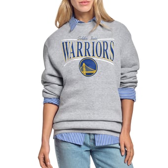 Women's Starter Gray Golden State Warriors Arch Stripe Fleece Crewneck Sweatshirt