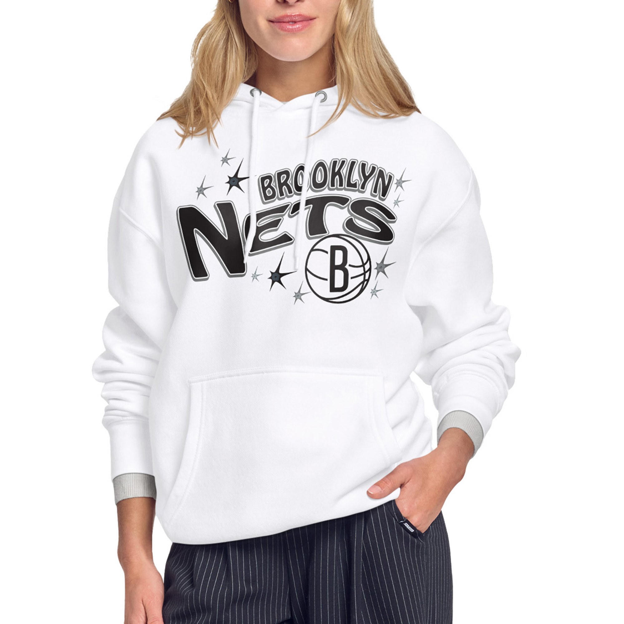 Women’s Starter White Brooklyn Nets Fireworks Fleece Hoodie Women’s Starter White Brooklyn Nets Fireworks Fleece Hoodie