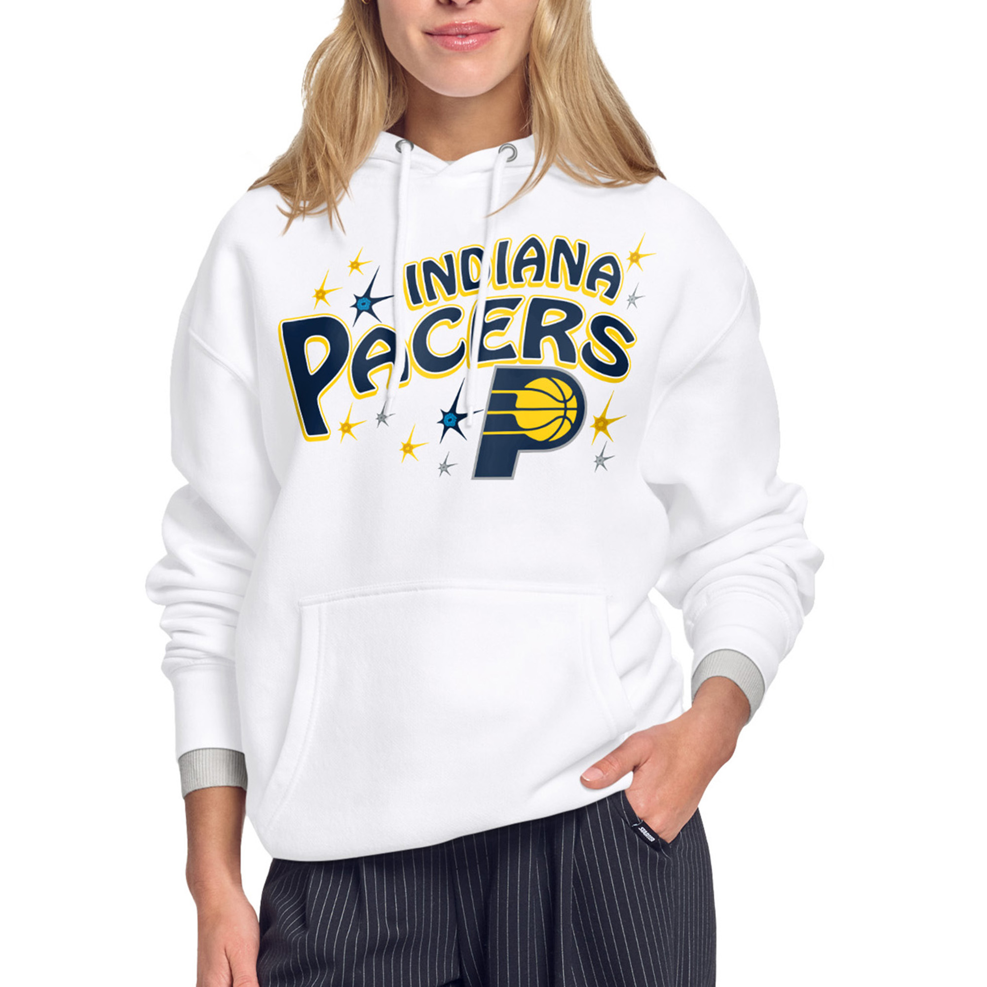 Women's Starter White Indiana Pacers Fireworks Fleece Hoodie