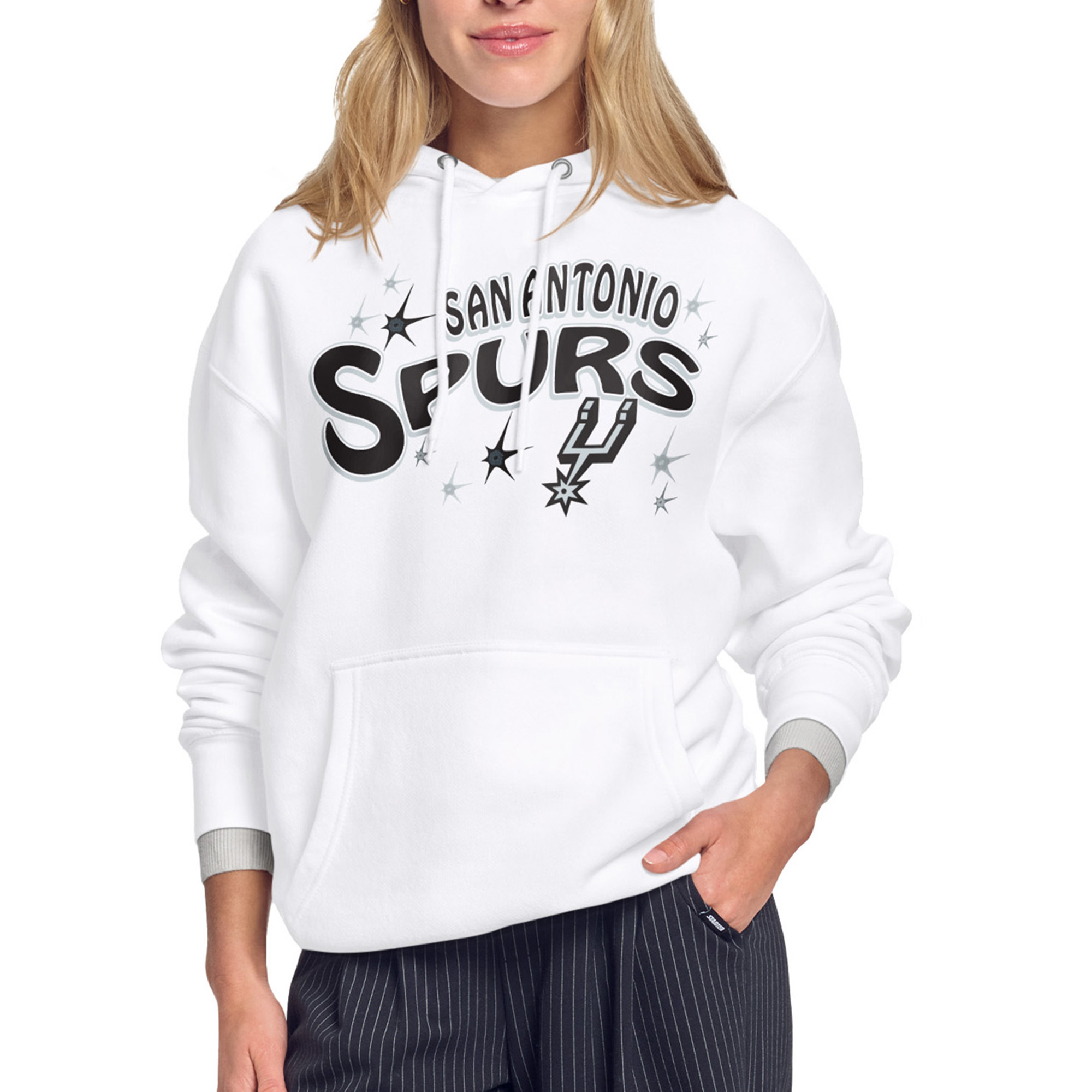 Women's Starter White San Antonio Spurs Fireworks Fleece Hoodie