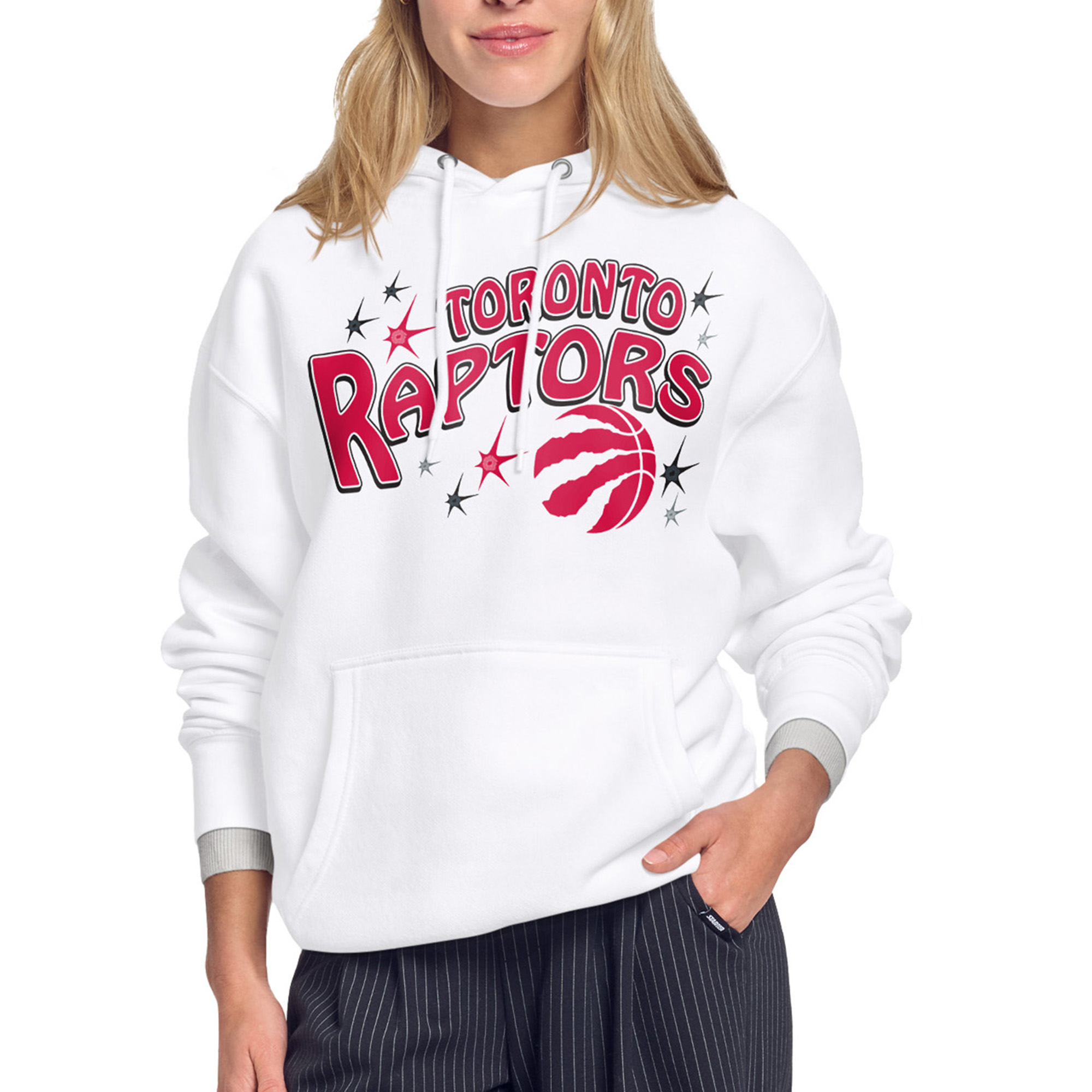 Women's Starter White Toronto Raptors Fireworks Fleece Hoodie