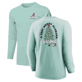 Youth  Light Green Alabama Crimson Tide Merry Christmas Tree Long Sleeve T-Shirt