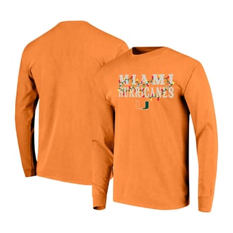 Unisex Image One  Orange Miami Hurricanes String Lights Comfort Color Long Sleeve T-Shirt