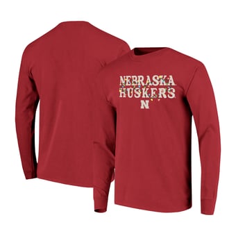 Unisex Image One  Scarlet Nebraska Huskers String Lights Comfort Color Long Sleeve T-Shirt