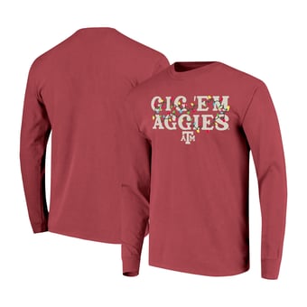 Unisex Image One  Maroon Texas A&M Aggies String Lights Comfort Color Long Sleeve T-Shirt