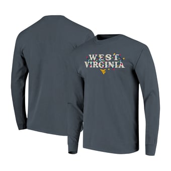 Unisex Image One  Denim West Virginia Mountaineers String Lights Comfort Color Long Sleeve T-Shirt