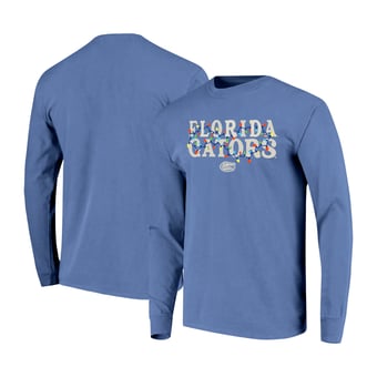 Unisex Image One  Royal Florida Gators String Lights Comfort Color Long Sleeve T-Shirt