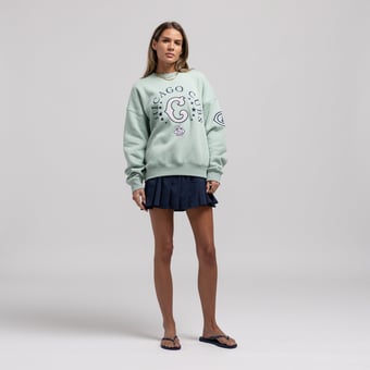 Women's Mitchell & Ness  Green Chicago Cubs Yacht Rock Sweatshirt