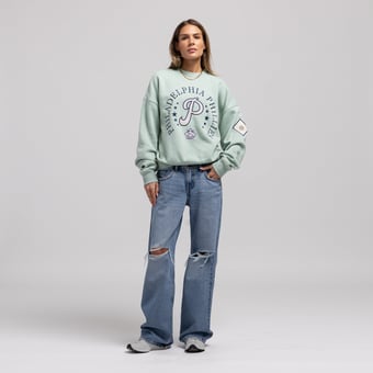 Women's Mitchell & Ness Green Philadelphia Phillies Yacht Rock Sweatshirt
