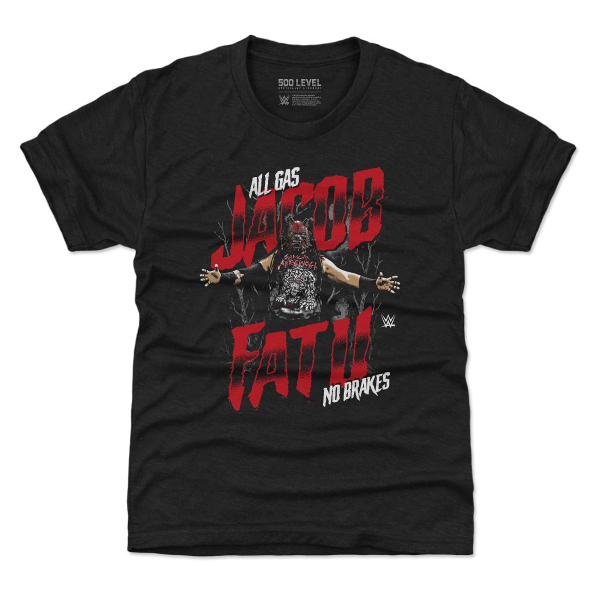 Youth 500 Level Heather Black Jacob Fatu All Gas No Brakes T-Shirt