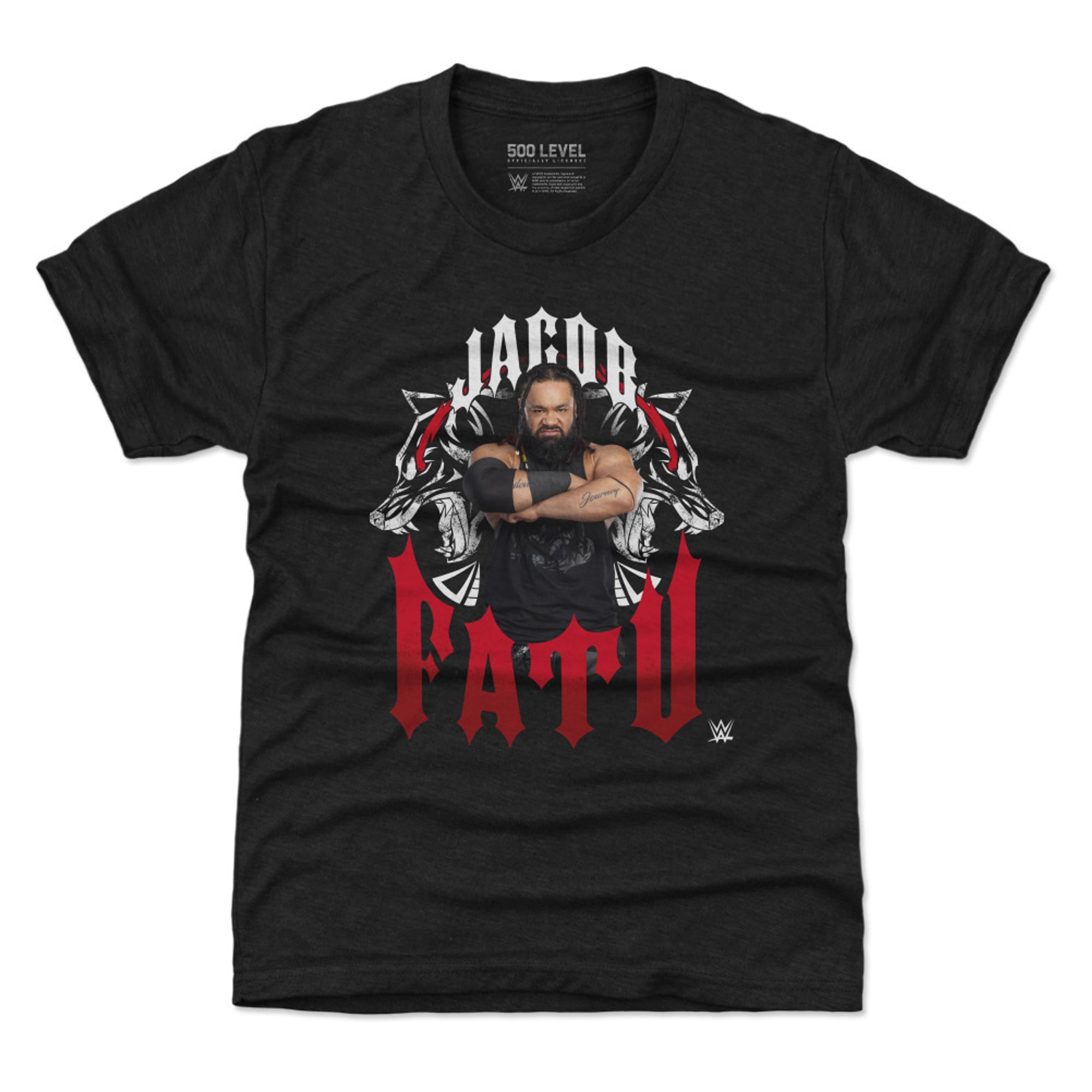 Youth 500 Level Heather Black Jacob Fatu Werewolf Tribal T-Shirt