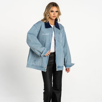 Women's The Wild Collective  Denim New York Yankees Full-Zip Mechanic Jacket