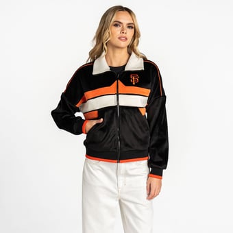 Women's The Wild Collective  Black San Francisco Giants Velvet Cord Full-Zip Jacket