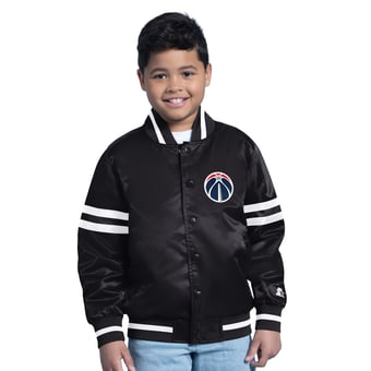 Youth Starter  Black Washington Wizards Satin Full-Snap Varsity Jacket