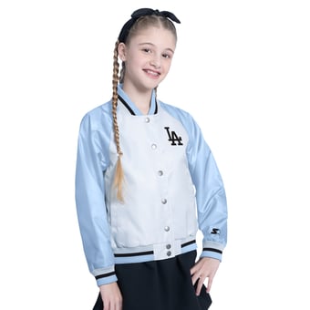 Girl's Youth Starter  White Los Angeles Dodgers Scrimmage Full-Snap Varsity Jacket