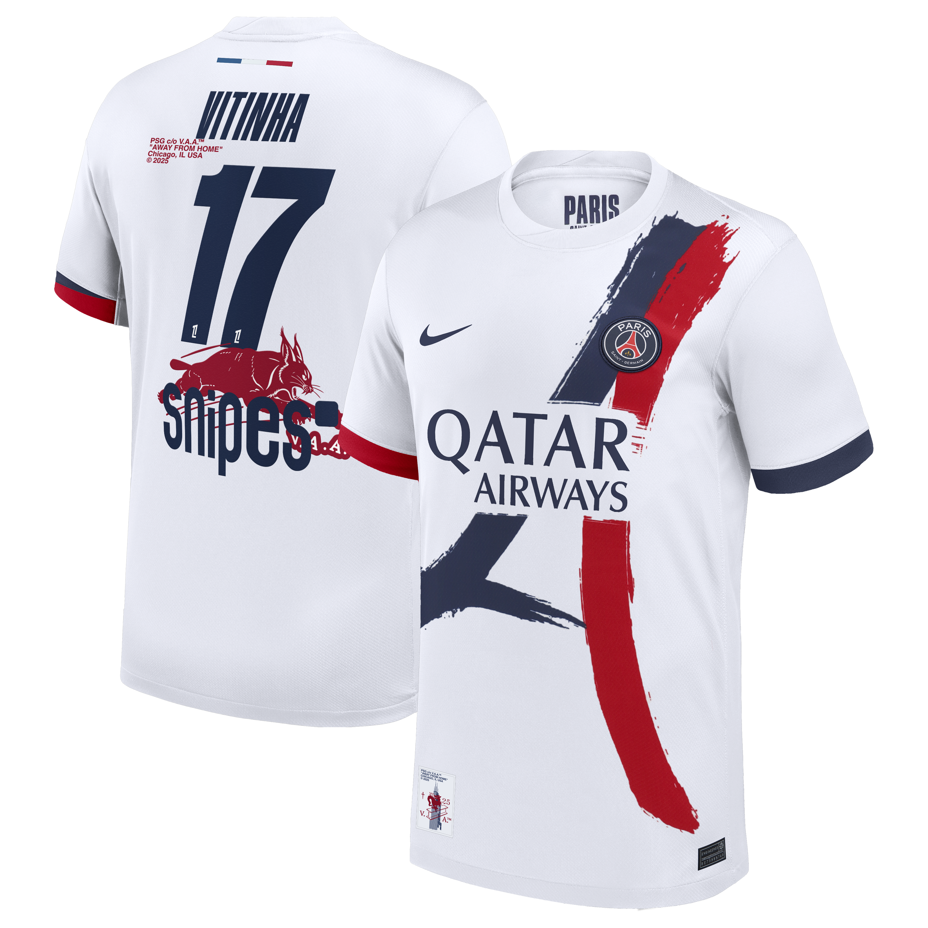 Maillot Extérieur Stadium PSG Nike 25/26 avec flocage Virgil Abloh Archive™  Vitinha 17