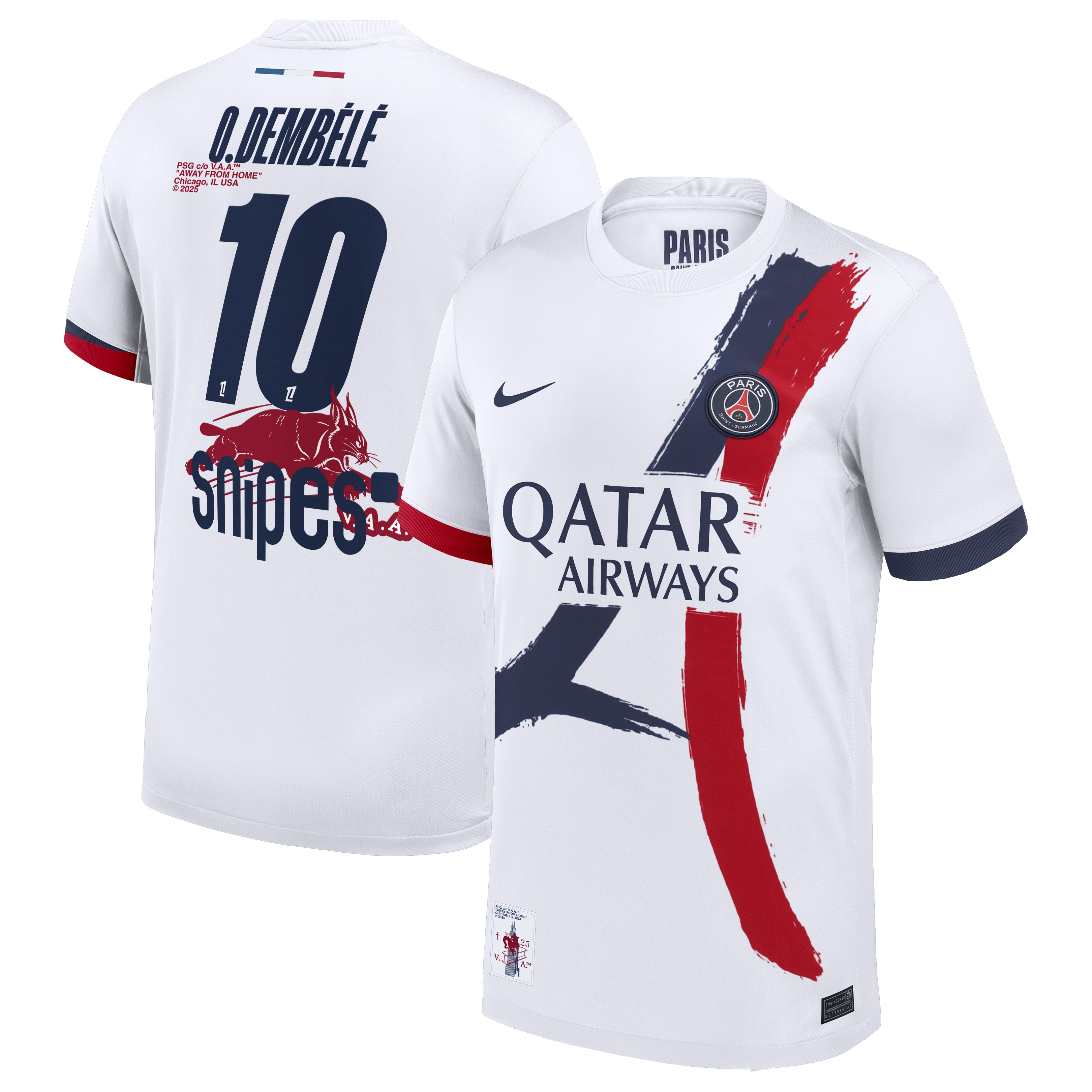 Maillot Extérieur Stadium PSG Nike 25/26 avec flocage Virgil Abloh Archive™ O.Dembélé 10