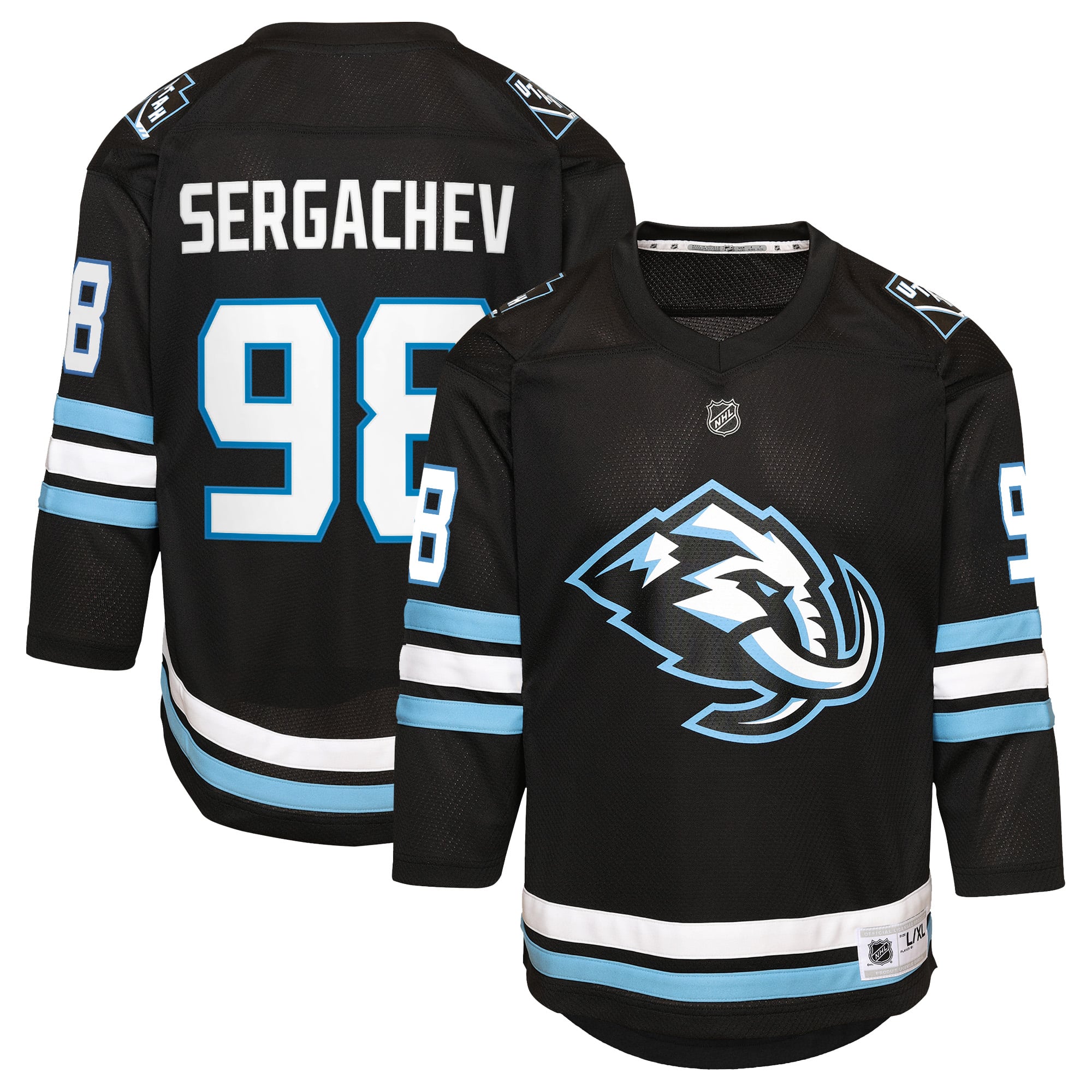 Utah Hockey Club Fanatics Replica Home Jersey – Black – Mikhail Sergachev – Youth
