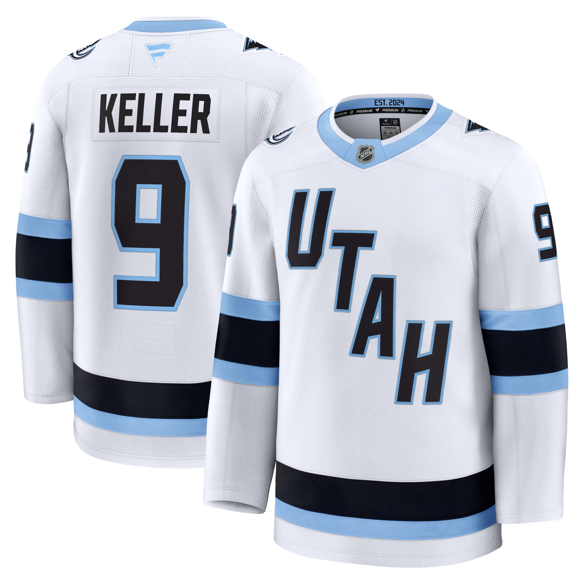 Maillot Extérieur Premium Utah Mammoth Fanatics - Blanc - Clayton Keller - Homme: retailer-supplied image