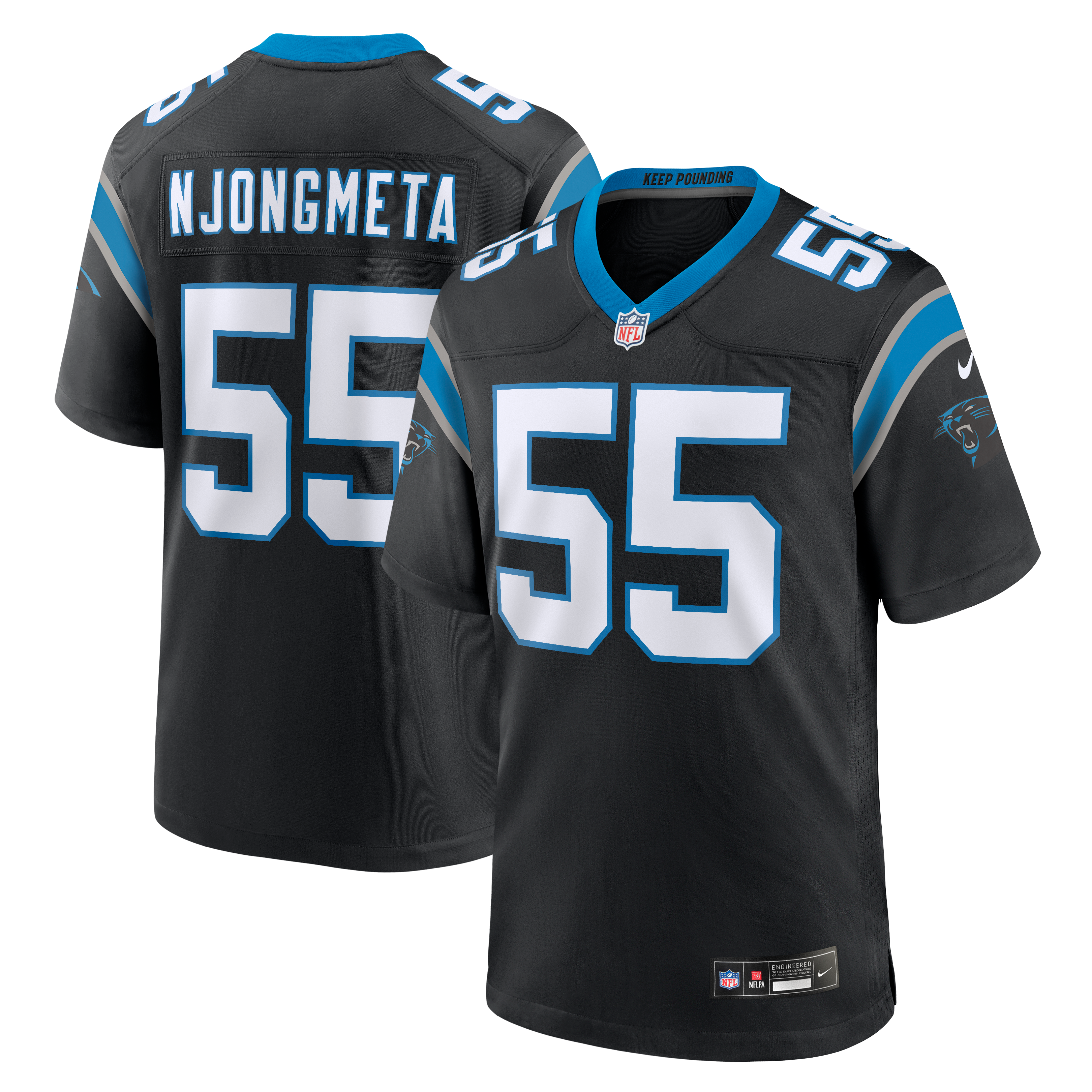 Men's Nike Maema Njongmeta Black Carolina Panthers Team Game Jersey