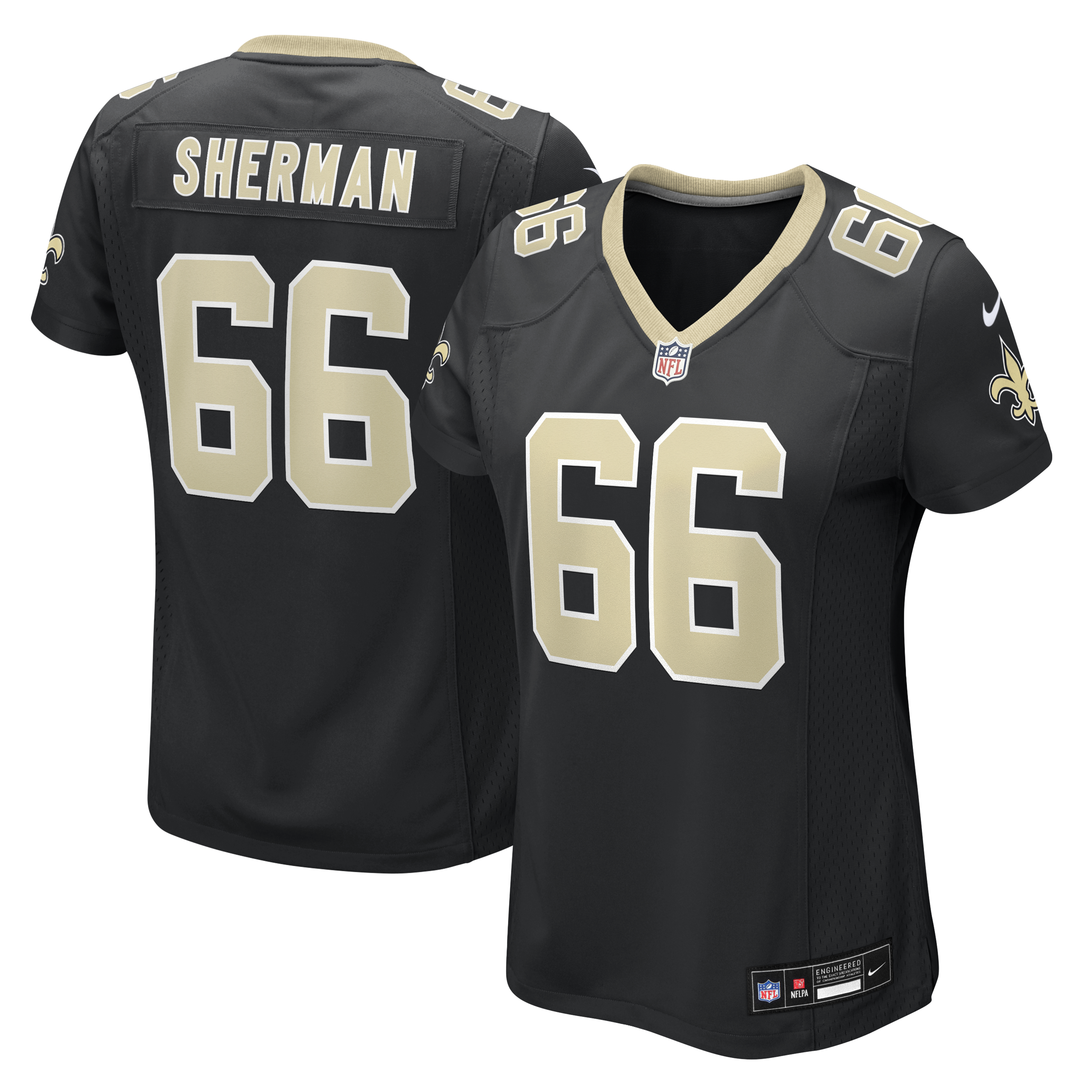 Women's Nike William Sherman Black New Orleans Saints Team Game Jersey