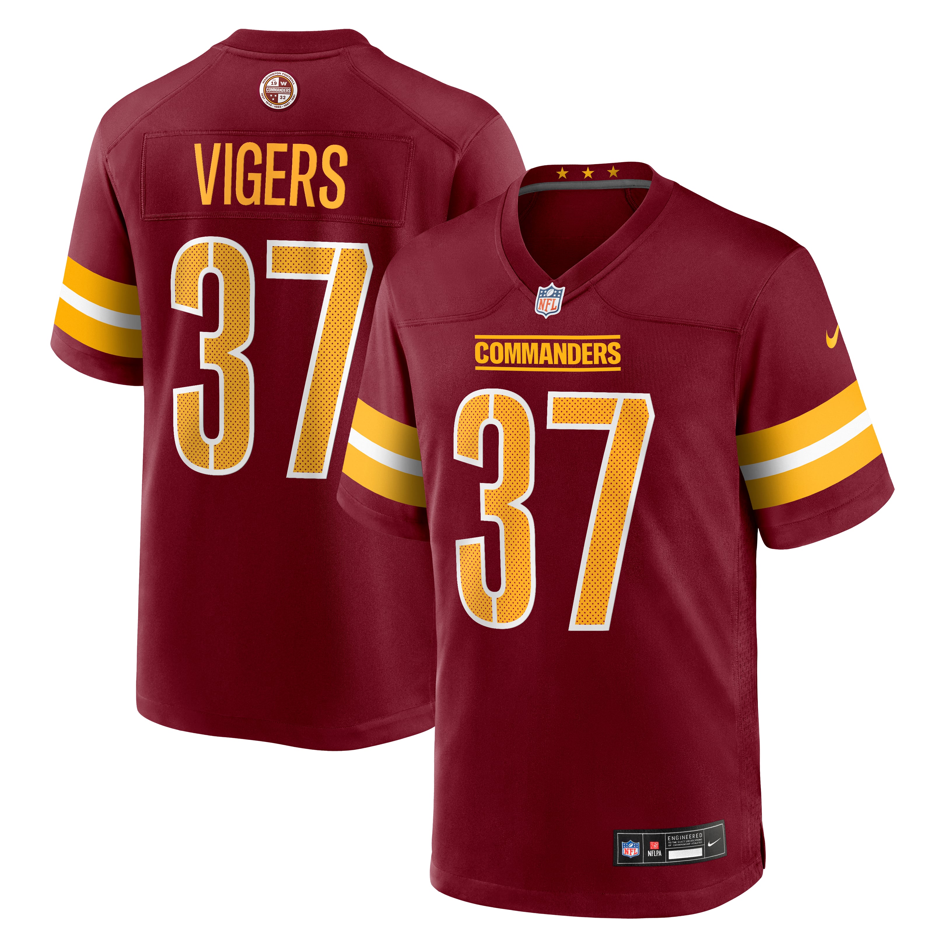 Men's Nike Car'lin Vigers  Burgundy Washington Commanders Team Game Jersey