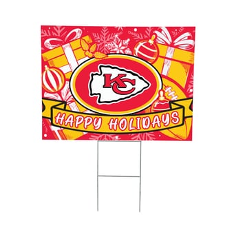 "Kansas City Chiefs 24"" x 18"" Happy Holidays Christmas Outdoor Staked Yard Sign"