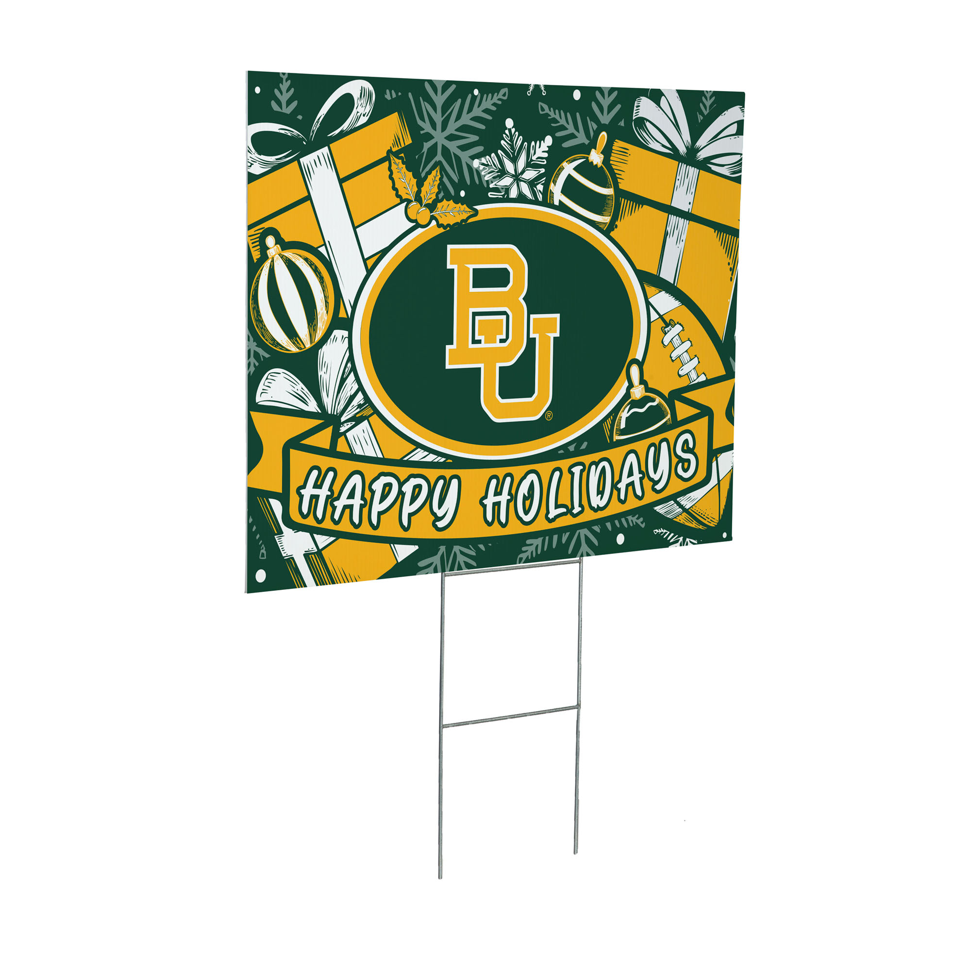Baylor Bears 24" x 18" Happy Holidays Christmas Outdoor Staked Yard Sign