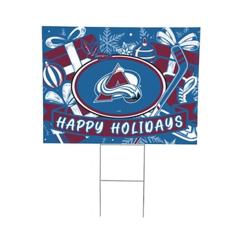 "Colorado Avalanche 24"" x 18"" Happy Holidays Christmas Outdoor Staked Yard Sign"