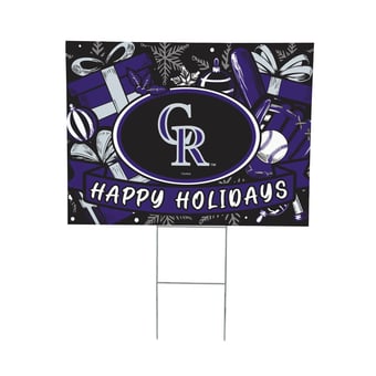 "Colorado Rockies 24"" x 18"" Happy Holidays Christmas Outdoor Staked Yard Sign"