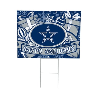 "Dallas Cowboys 24"" x 18"" Happy Holidays Christmas Outdoor Staked Yard Sign"