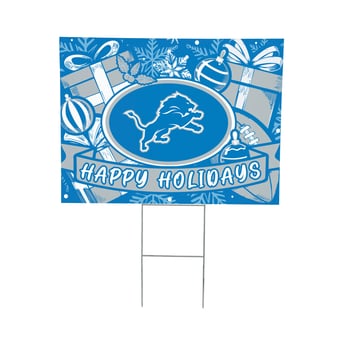 Detroit Lions 24" x 18" Happy Holidays Christmas Outdoor Staked Yard Sign