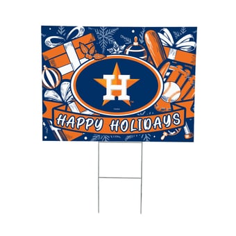 "Houston Astros 24"" x 18"" Happy Holidays Christmas Outdoor Staked Yard Sign"