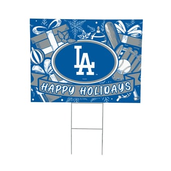 "Los Angeles Dodgers 24"" x 18"" Happy Holidays Christmas Outdoor Staked Yard Sign"