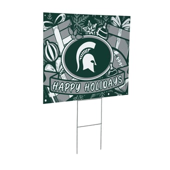 "Michigan State Spartans 24"" x 18"" Happy Holidays Christmas Outdoor Staked Yard Sign"