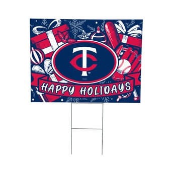 "Minnesota Twins 24"" x 18"" Happy Holidays Christmas Outdoor Staked Yard Sign"