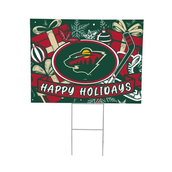 "Minnesota Wild 24"" x 18"" Happy Holidays Christmas Outdoor Staked Yard Sign"
