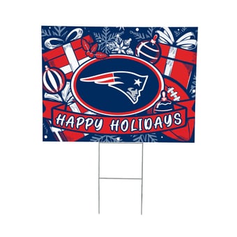 "New England Patriots 24"" x 18"" Happy Holidays Christmas Outdoor Staked Yard Sign"