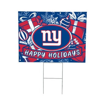 "New York Giants 24"" x 18"" Happy Holidays Christmas Outdoor Staked Yard Sign"