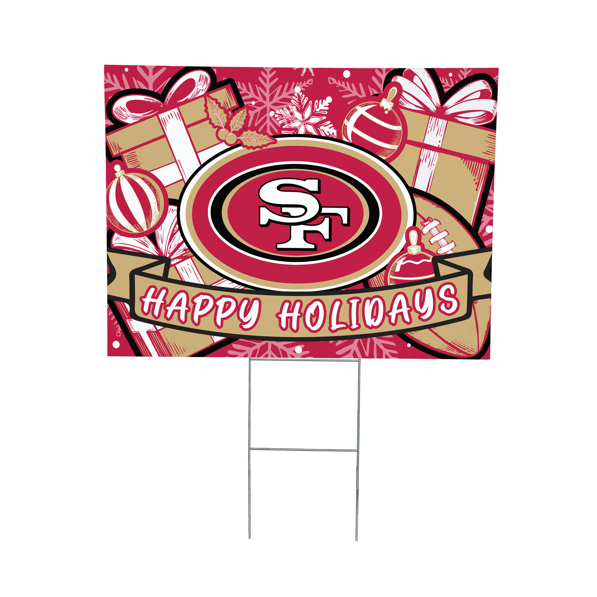 San Francisco 49ers 24" x 18" Happy Holidays Christmas Outdoor Staked Yard Sign