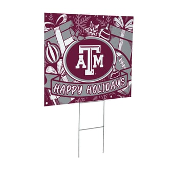 "Texas A&M Aggies 24"" x 18"" Happy Holidays Christmas Outdoor Staked Yard Sign"