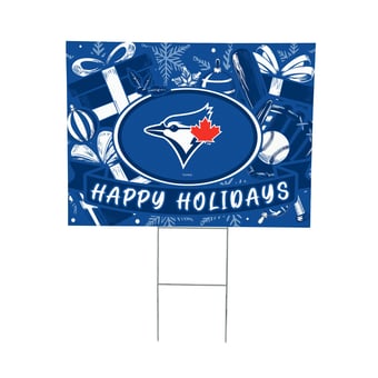 "Toronto Blue Jays 24"" x 18"" Happy Holidays Christmas Outdoor Staked Yard Sign"