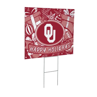 Oklahoma Sooners 24" x 18" Happy Holidays Christmas Outdoor Staked Yard Sign