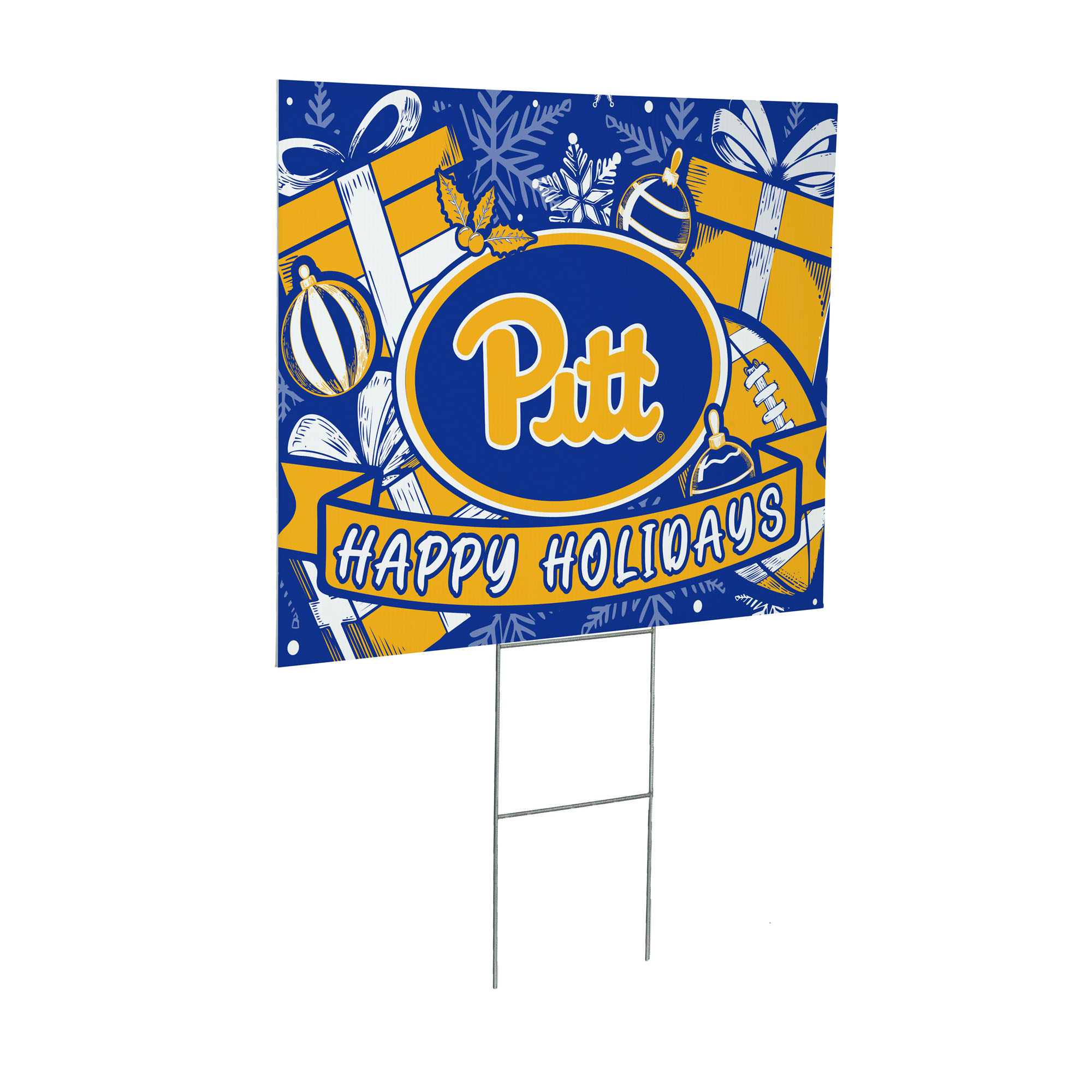 Pitt Panthers 24" x 18" Happy Holidays Christmas Outdoor Staked Yard Sign
