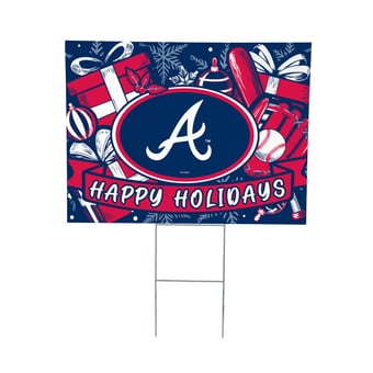 "Atlanta Braves 24"" x 18"" Happy Holidays Christmas Outdoor Staked Yard Sign"