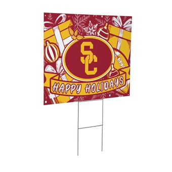 USC Trojans 24" x 18" Happy Holidays Christmas Outdoor Staked Yard Sign